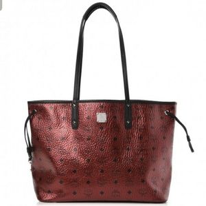 MCM Metallic Visetos Medium Shopper Tote Scooter R